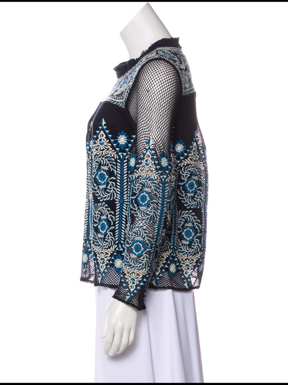 Sea New York Blue Embroidered Mesh Long-Sleeve Top - Picture 3 of 8